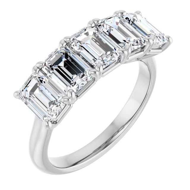 Platinum Emerald Lab-Grown Diamond Five-Stone Anniversary Band – 1 1/2–5 CTW