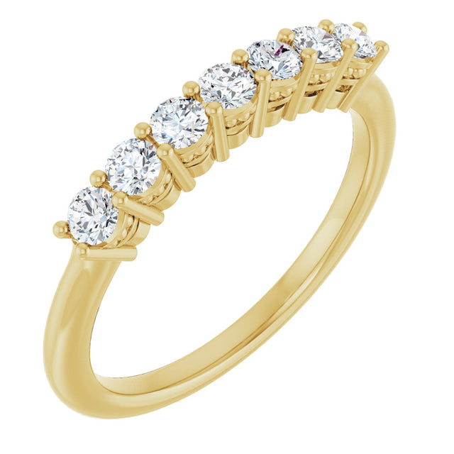 14K Gold Round Natural Diamond Seven-Stone Anniversary Band – 1/5–5/8 CTW - Yellow Gold
