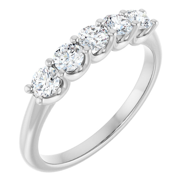 Platinum Round Lab-Grown Diamond U-Prong Five-Stone Anniversary Band – 3.2 mm Stones