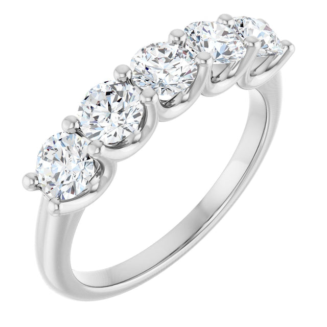 Platinum Round Lab-Grown Diamond U-Prong Five-Stone Anniversary Band – 4.1 mm Stones
