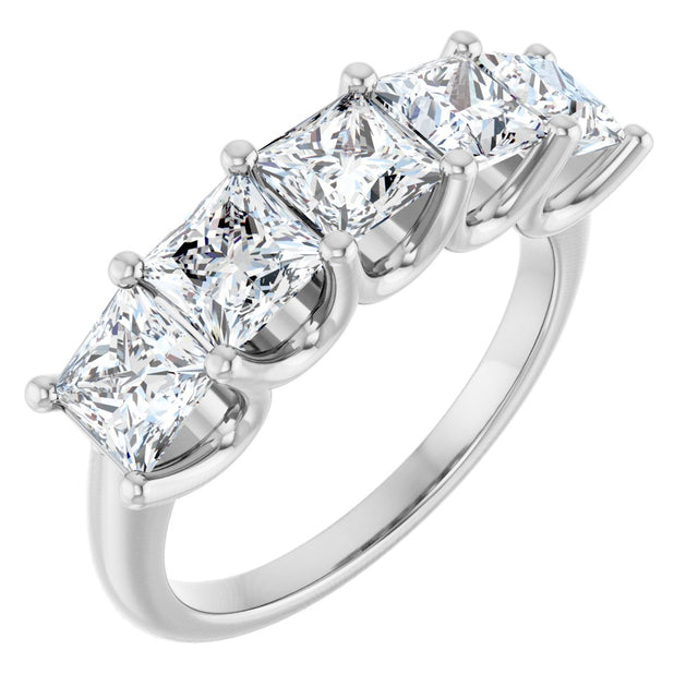 Platinum Square Lab-Grown Diamond U-Prong Five-Stone Anniversary Band – 1/2–2 5/8 CTW