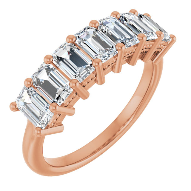 14K Gold Emerald Lab-Grown Diamond Seven-Stone Anniversary Band – 2 1/6–4 1/5 CTW - Rose Gold
