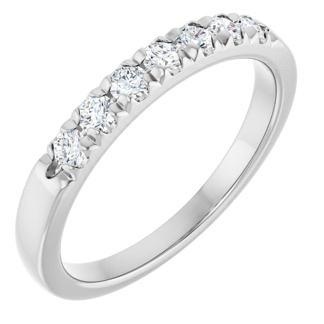 14K Gold Round Lab-Grown Diamond French-Set Seven-Stone Anniversary Band – 1/4–1 CTW - White Gold