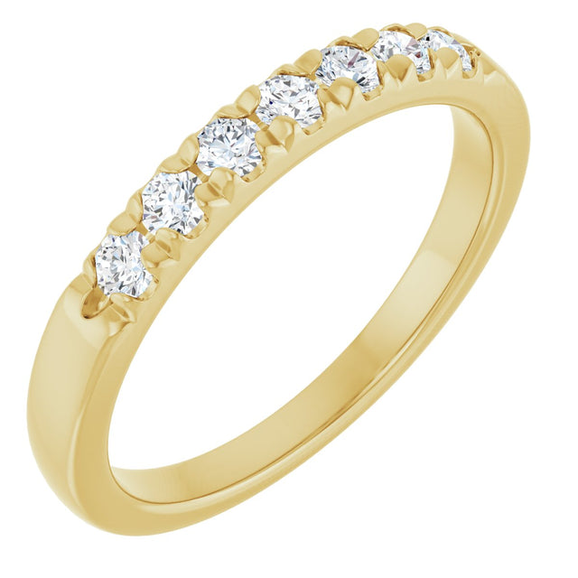 14K Gold Round Lab-Grown Diamond French-Set Seven-Stone Anniversary Band – 1/4–1 CTW - Yellow Gold