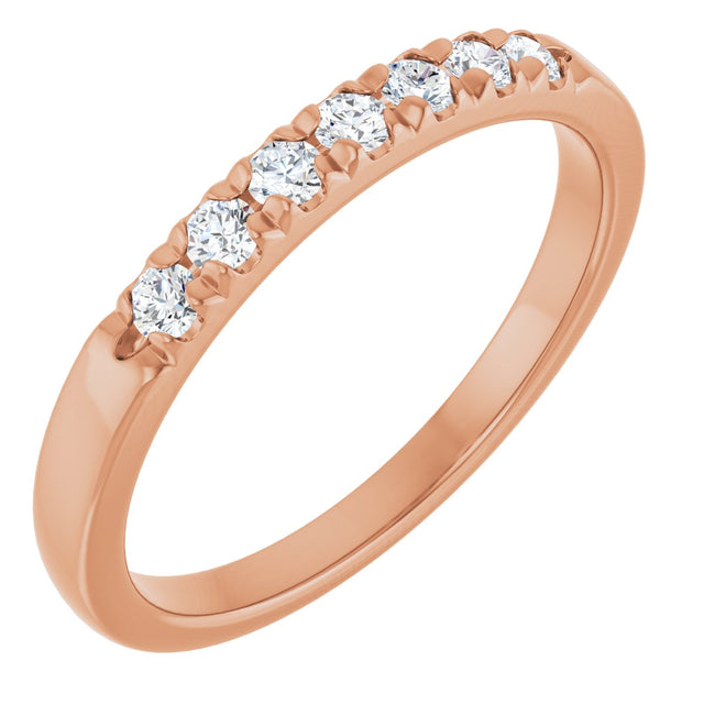 14K Gold Round Natural Diamond French-Set Seven-Stone Anniversary Band – .03–1/5 CTW - Rose Gold