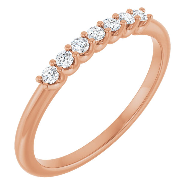 14K Gold Round Lab-Grown Diamond U-Prong Seven-Stone Anniversary Band – 1.75 mm Stones - Rose Gold