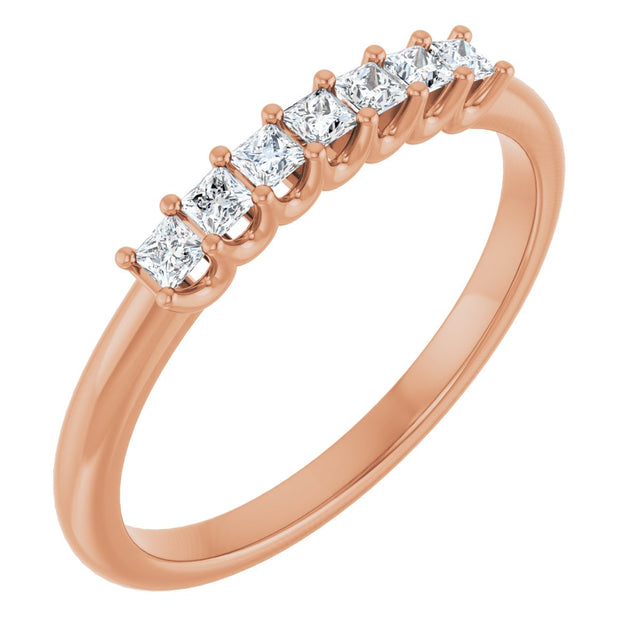 14K Gold Square Natural Diamond U-Prong Seven-Stone Anniversary Band – 1/6–5/8 CTW - Rose Gold