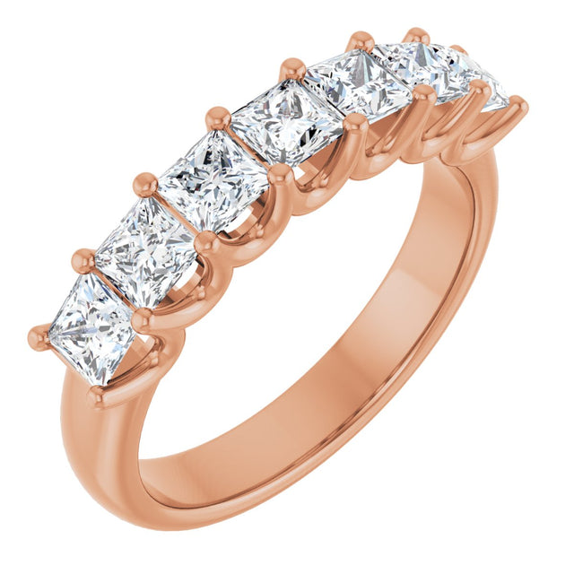 14K Gold Square Lab-Grown Diamond U-Prong Seven-Stone Anniversary Band – 1 1/6–1 3/4 CTW - Rose Gold