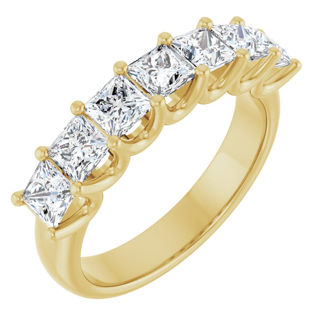 14K Gold Square Lab-Grown Diamond U-Prong Seven-Stone Anniversary Band – 1 1/6–1 3/4 CTW - Yellow Gold