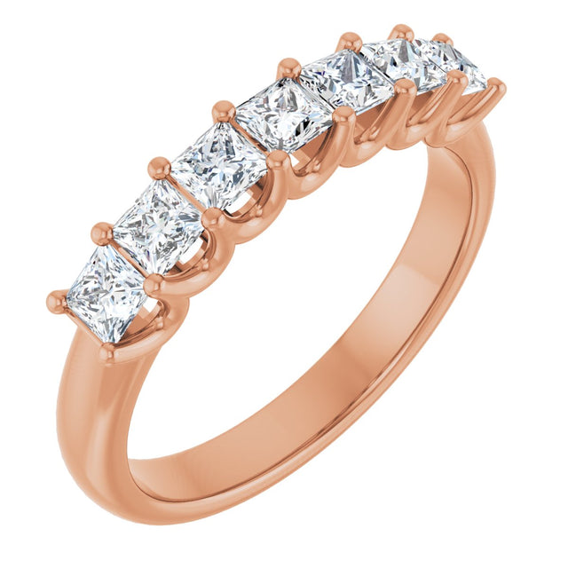 14K Gold Square Lab-Grown Diamond U-Prong Seven-Stone Anniversary Band – 1/6–7/8 CTW - Rose Gold