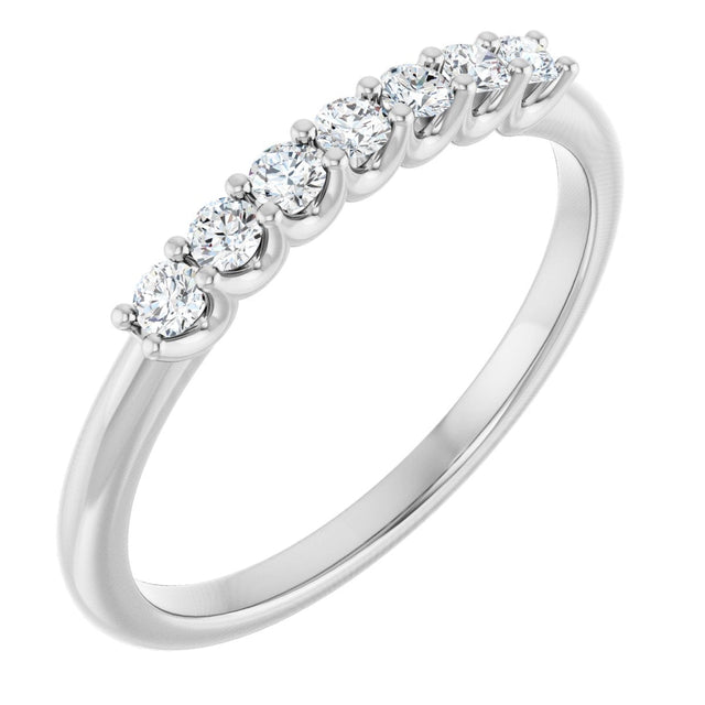 Platinum Round Lab-Grown Diamond U-Prong Seven-Stone Anniversary Band – 2 mm Stones