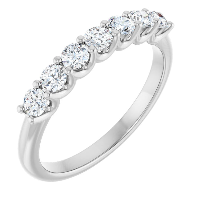 14K Gold Round Lab-Grown Diamond U-Prong Seven-Stone Anniversary Band – 2.8 mm Stones - White Gold