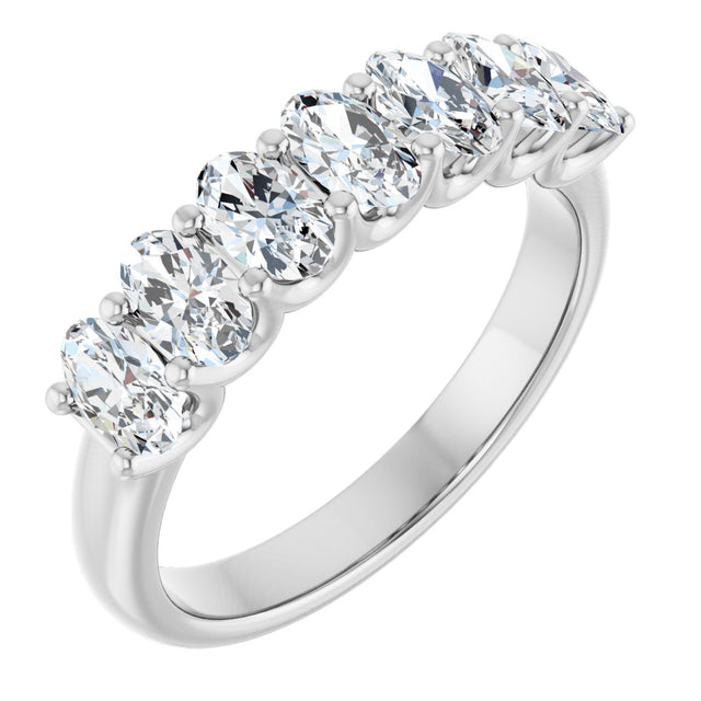 14K Gold Oval Lab-Grown Diamond U-Prong Seven-Stone Anniversary Band – 5x3 mm Stones - White Gold