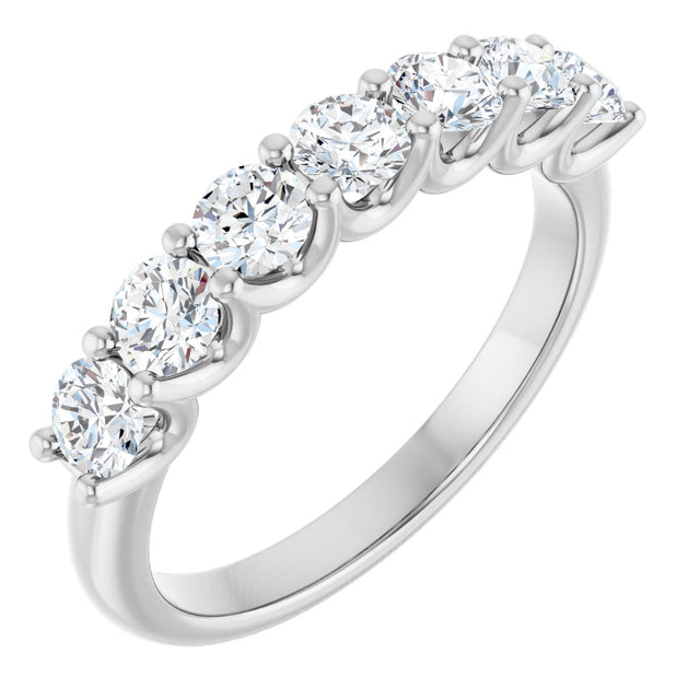 Platinum Round Natural Diamond U-Prong Seven-Stone Anniversary Band – 3.4 mm Stones