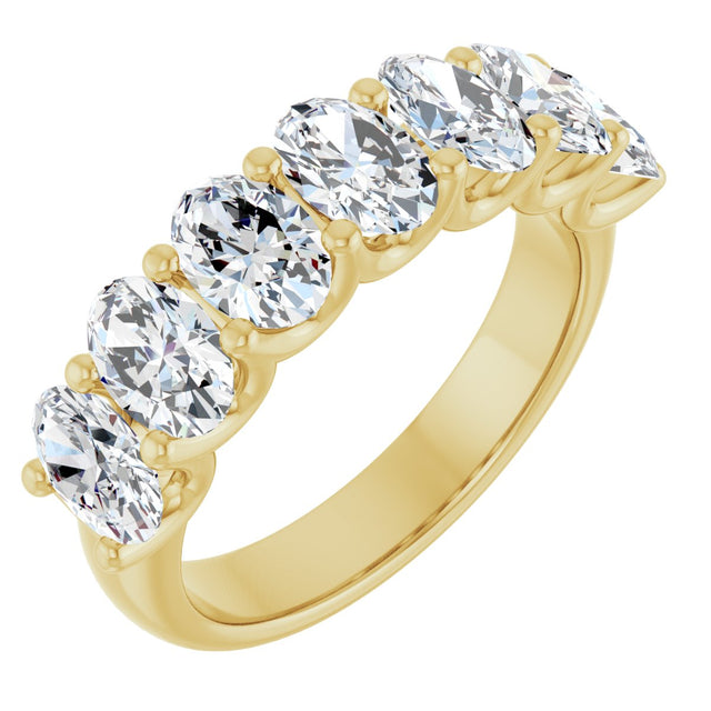 14K Gold Oval Natural Diamond U-Prong Seven-Stone Anniversary Band – 1 1/2–2 1/2 CTW - Yellow Gold