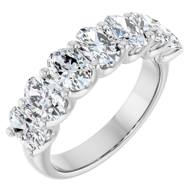 Platinum Oval Lab-Grown Diamond U-Prong Seven-Stone Anniversary Band – 6x4 mm Stones