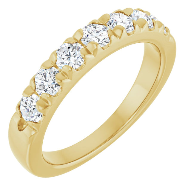 14K Gold Round Lab-Grown Diamond French-Set Seven-Stone Anniversary Band – 1/4–1 CTW - Yellow Gold