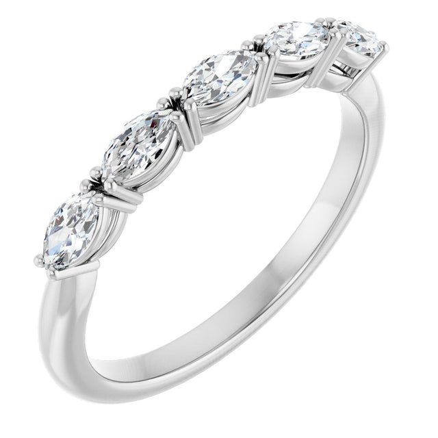 Platinum Marquise Natural Diamond Five-Stone Anniversary Band – 1/3–5/8 CTW