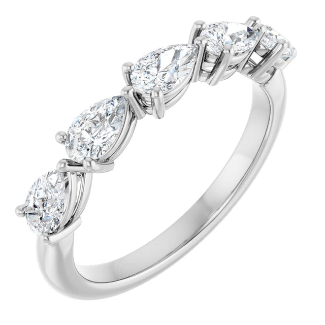 Platinum Pear Natural Diamond Five-Stone Anniversary Band – 3/4–1 1/4 CTW