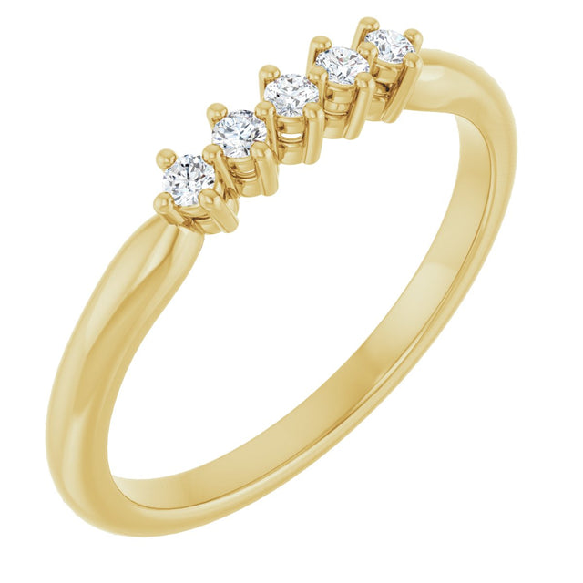 10K Gold Round Lab-Grown Diamond Five-Stone Anniversary Band – .07–1/3 CTW - Yellow Gold