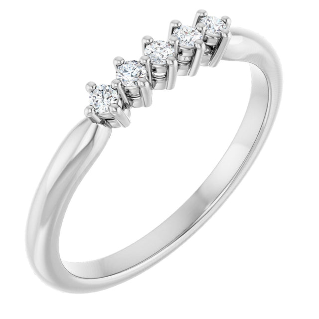 10K Gold Round Natural Diamond Five-Stone Anniversary Band – .07–1/5 CTW - White Gold