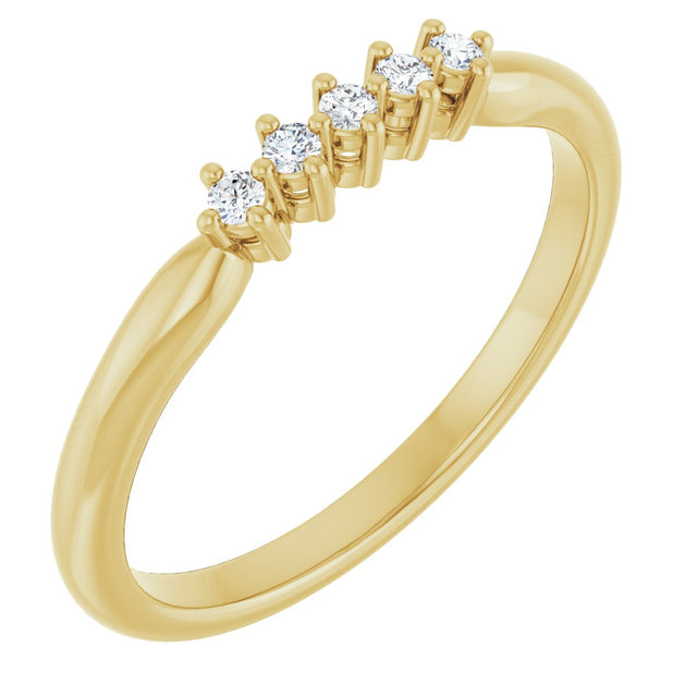 10K Gold Round Natural Diamond Five-Stone Anniversary Band – .07–1/5 CTW - Yellow Gold