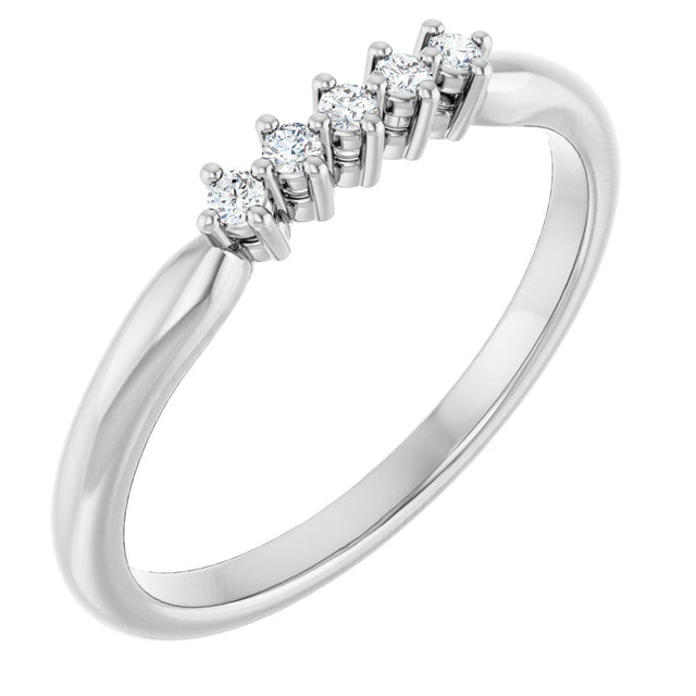 10K Gold Round Lab-Grown Diamond Five-Stone Anniversary Band – .07–1/3 CTW - White Gold