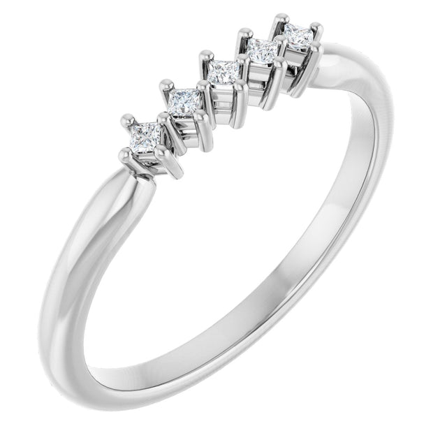 10K Gold Square Lab-Grown Diamond Five-Stone Anniversary Band – .07–3/8 CTW - White Gold