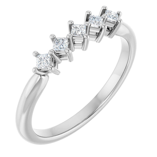 Platinum Square Natural Diamond Five-Stone Anniversary Band – 3/8–1 1/3 CTW