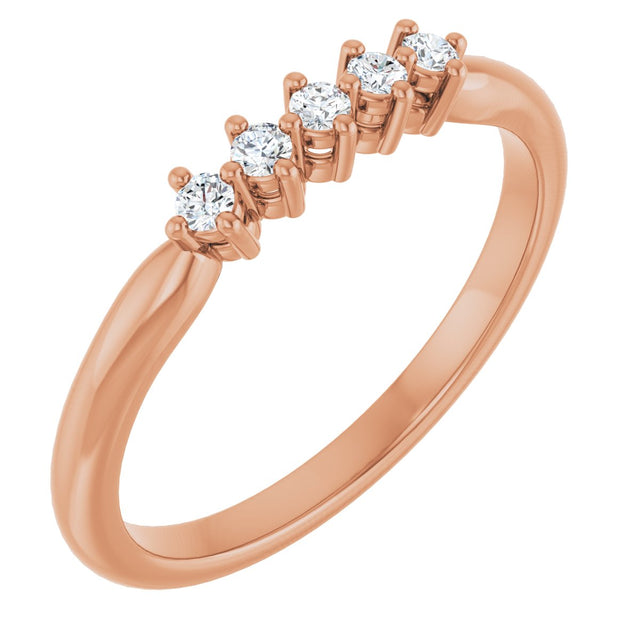 10K Gold Round Lab-Grown Diamond Five-Stone Anniversary Band – .07–1/3 CTW - Rose Gold