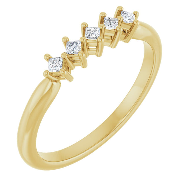 14K Gold Square Natural Diamond Five-Stone Anniversary Band – 3/8–1 1/8 CTW - Yellow Gold