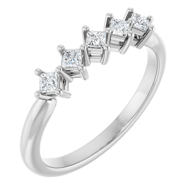 Platinum Square Natural Diamond Five-Stone Anniversary Band – 3/8–1 1/3 CTW
