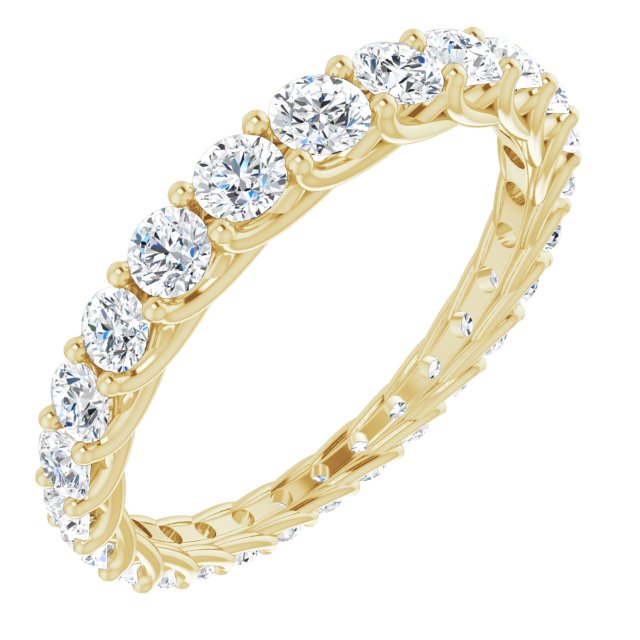 14K Gold Round Natural Diamond Woven-Design Graduated Eternity Band – nan Stones - Yellow Gold