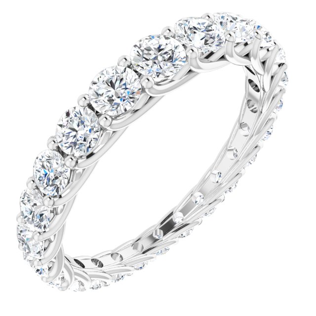 14K Gold Round Natural Diamond Woven-Design Graduated Eternity Band – nan Stones - White Gold