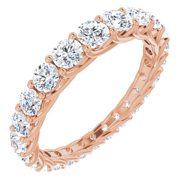 14K Gold Round Natural Diamond Woven-Design Graduated Eternity Band – nan Stones - Rose Gold