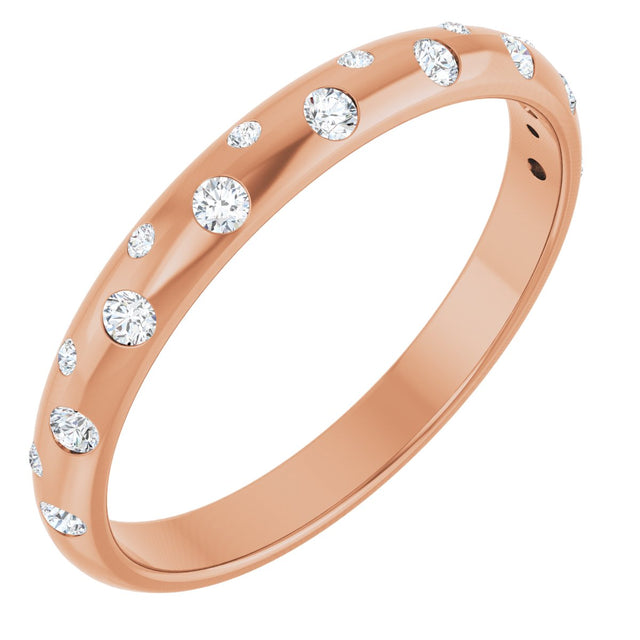18K Gold Round Natural Diamond Anniversary Band – 1.5 mm Stones - Rose Gold