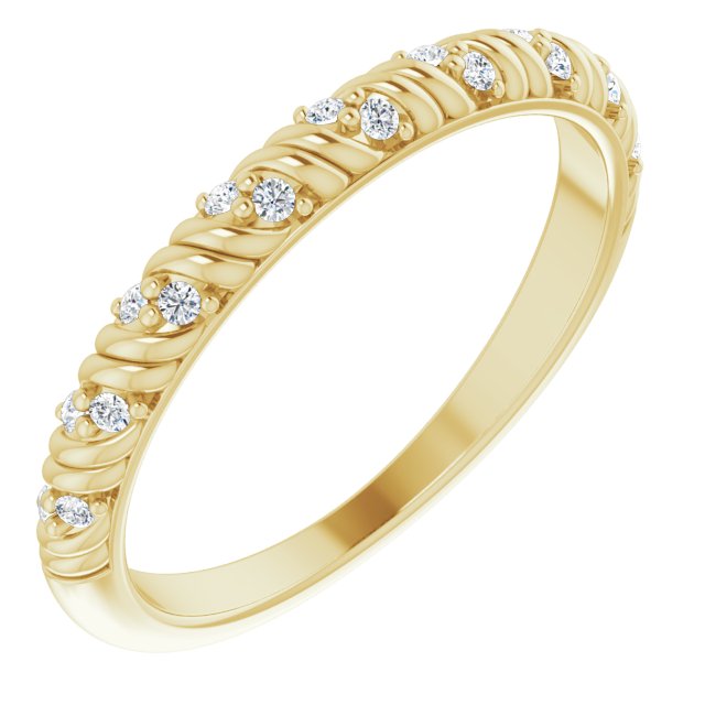 14K Gold Round Natural Diamond Sculptural Anniversary Band – .08 CTW - Yellow Gold