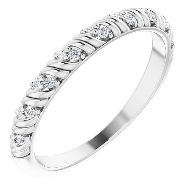 Platinum Round Natural Diamond Sculptural Anniversary Band – .08 CTW