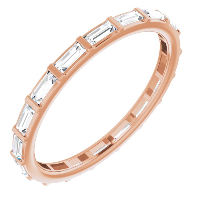 14K Gold Straight Baguette Natural Diamond Channel-Set Baguette Eternity Band – 3x1.25 mm Stones - Rose Gold