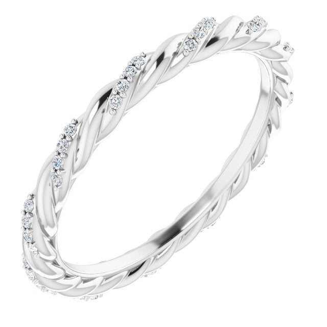 Platinum Round Natural Diamond Rope Eternity Band – .8 mm Stones