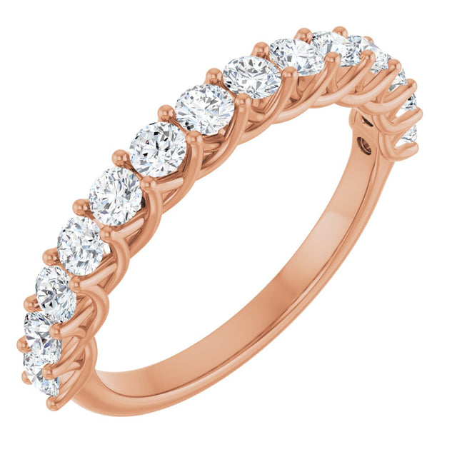 10K Gold Round Natural Diamond Woven-Design Anniversary Band – 3/8–1 1/3 CTW - Rose Gold