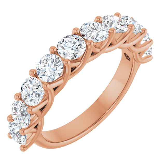 10K Gold Round Natural Diamond Woven-Design Anniversary Band – 1 5/8–2 3/4 CTW - Rose Gold