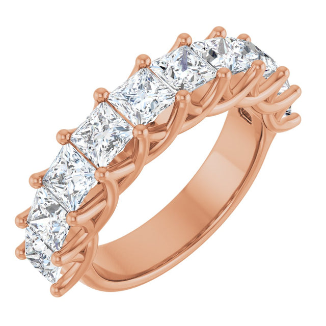 10K Gold Square Natural Diamond Woven-Design Anniversary Band – 1 3/4–3 9/10 CTW - Rose Gold
