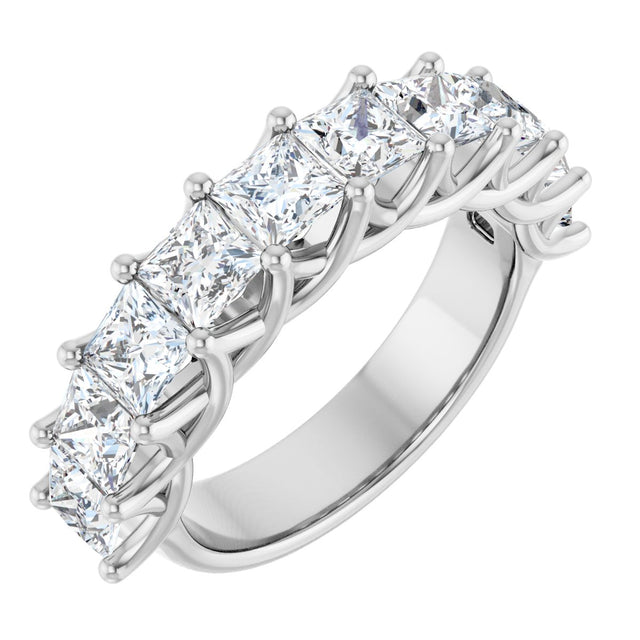 10K Gold Square Natural Diamond Woven-Design Anniversary Band – 1 3/4–3 9/10 CTW - White Gold