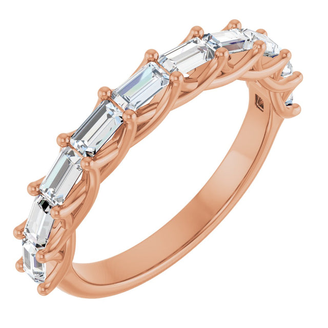 10K Gold Straight Baguette Lab-Grown Diamond Woven-Design Anniversary Band – 9/10 CTW - Rose Gold