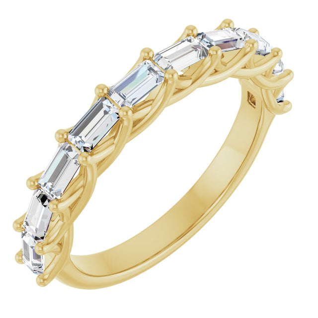 10K Gold Straight Baguette Lab-Grown Diamond Woven-Design Anniversary Band – 9/10 CTW - Yellow Gold