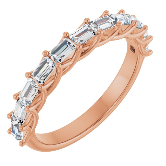 10K Gold Straight Baguette Lab-Grown Diamond Woven-Design Anniversary Band – 9/10 CTW - Rose Gold