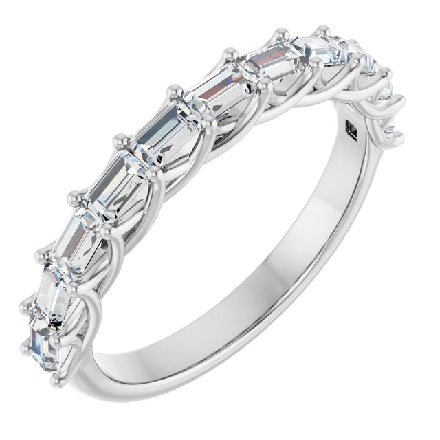 10K Gold Straight Baguette Lab-Grown Diamond Woven-Design Anniversary Band – 9/10 CTW - White Gold