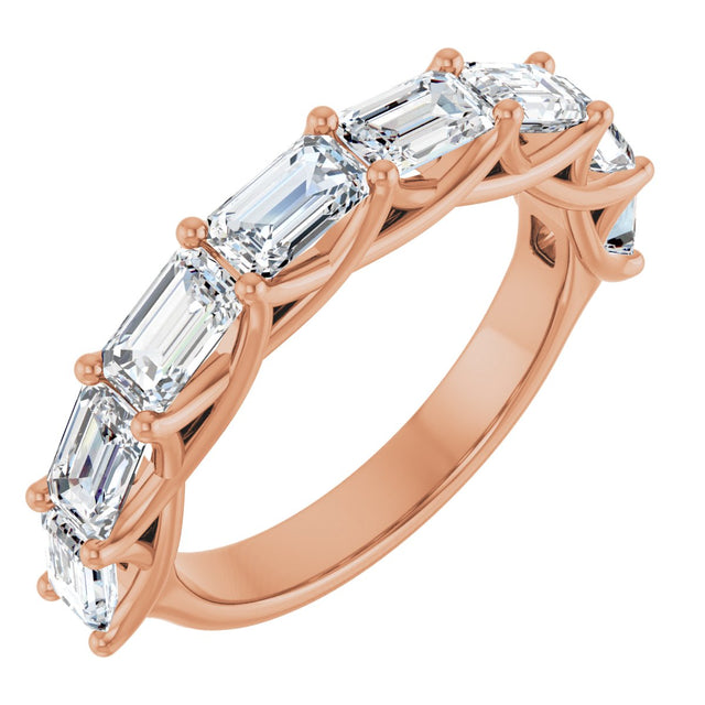 10K Gold Emerald Natural Diamond Woven-Design Anniversary Band – 2 3/4 CTW - Rose Gold
