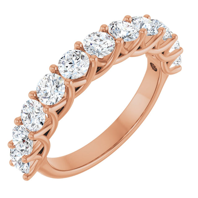 10K Gold Round Natural Diamond Woven-Design Anniversary Band – 1 5/8–2 3/4 CTW - Rose Gold